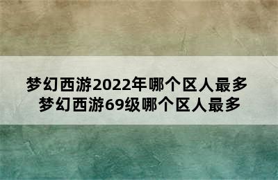 梦幻西游2022年哪个区人最多 梦幻西游69级哪个区人最多